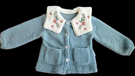 KIZ ÇOCUK KUZU WELSOFT NAKIŞLI  ARKASI ATKILI HIRKA YUMUŞAK DOKULU