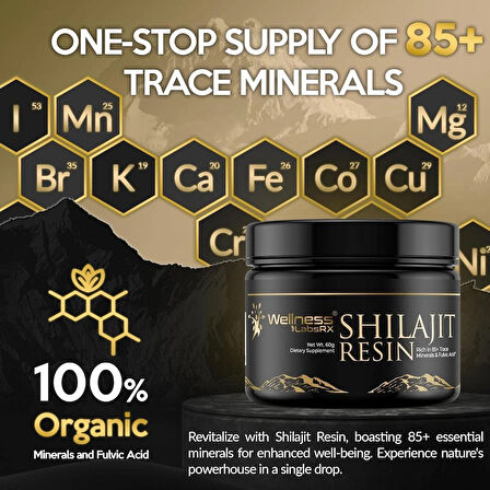 Wellness Labs Himalayan Shilajit for Men Resin with Fulvic Acid and Trace Minerals Immune Support 120 Servis