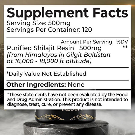 Wellness Labs Himalayan Shilajit for Men Resin with Fulvic Acid and Trace Minerals Immune Support 120 Servis