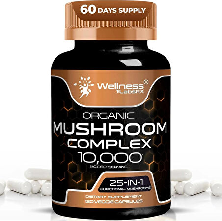 WELLNESS LABS Reishi Mushroom 10:1 Extract Lions Mane Turkey Tail 120 Caps