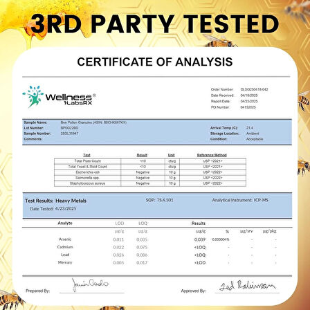 Wellnees Labs Organic Bee Pollen Arı poleni Immune Boost Digestive Proteins Vitamins Mineral