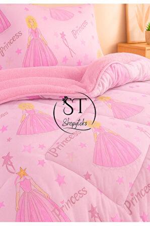 Tek Kişilik Prenses Desenli Çift Taraflı Wellsoft Uyku Seti (Yorgan+Çarşaf+Yastık Kılıfı)