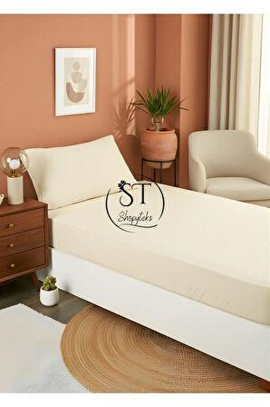 Tek Kişilik Welsoft Yorgan Uyku Seti Bej Yıldız | Lastikli Çarşaflı | Çeyiz Seti | Çeyiz Takımı