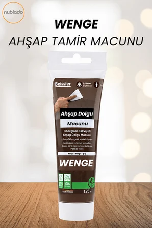 4'lü Wenge Ahşap ve Duvar Tamir Seti 125 Ml Dolgu Macunu 2 Adet Plastik Spatula 1 Kübik Zımpara