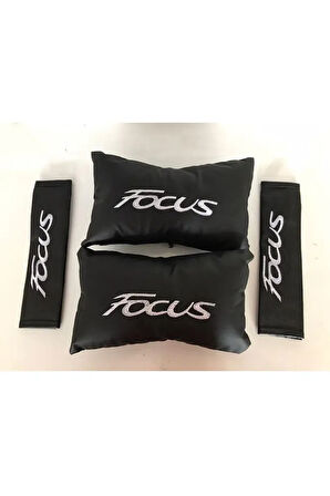 Focus Nakışlı Deri 1 Çift Boyun Yastık Ve 1 Çift Kemer Pedi