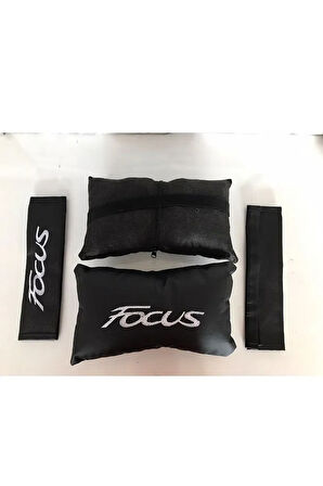 Focus Nakışlı Deri 1 Çift Boyun Yastık Ve 1 Çift Kemer Pedi