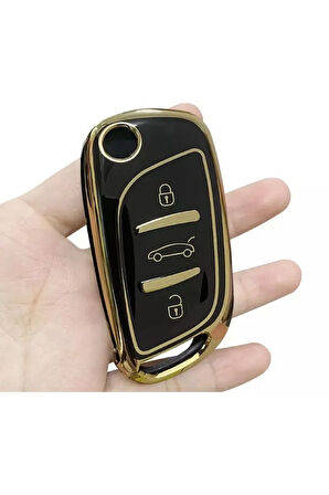 Citröen C1 C2 C3 C4 C5 Lüx Anahtar Koruma Kılıfı Sustalı Siyah Renk 2.resime Bakınız