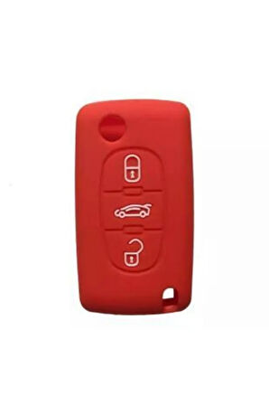 Citroen Berlingo Xsara Picasso C2 C3 C4 C5 C6 C8 Uyumlu 3 Tuş Silikon Anahtar Koruma Kılıf Kırmızı