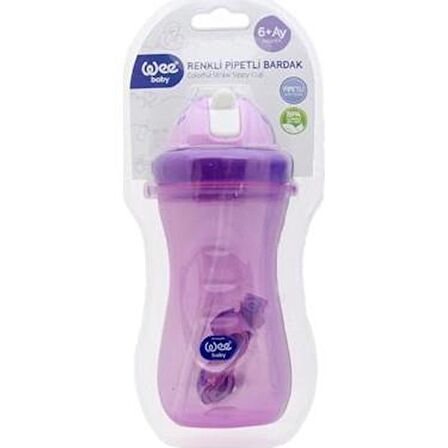 Wee Baby 761 Renkli Pipetli Bardak 350 Ml 6+ay Mor