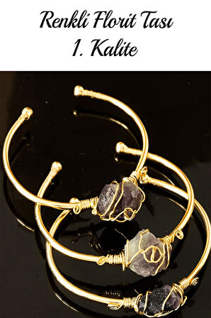 Sertifikalı Kelepçe Model Ayarlamalı Aaa Renkli Florit Taşı Bileklik - Kararmaz