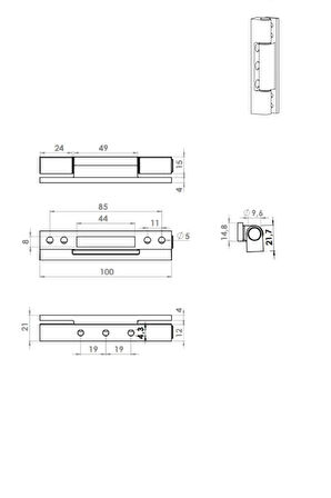 Pimapen Kapı Menteşesi 100 Mm Gri  (PAKETTE 3 ADET)