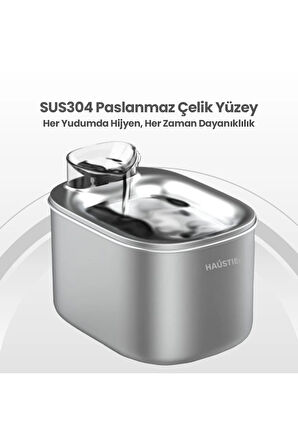 WF007L Otomatik Kedi Su Sebili, Su Pınarı, 3.5lt Geniş Hazne, SUS304 Çelik, Ultra Sessiz