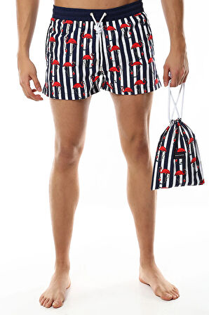 Deniz Şortu - Striped Flamingo
