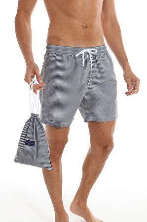 Mavi Çizgili Erkek Deniz Şortu - Blue Stripes