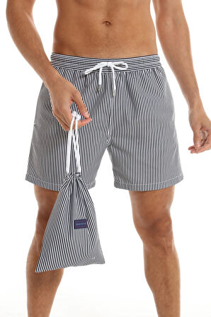 Mavi Çizgili Erkek Deniz Şortu - Blue Stripes