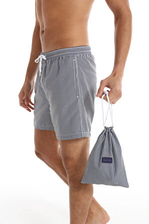 Mavi Çizgili Erkek Deniz Şortu - Blue Stripes