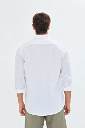 - Beyaz Erkek Keten Gömlek