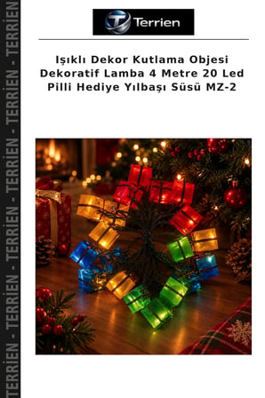 Işıklı Dekor Kutlama Objesi Dekoratif Lamba 4 Metre 20 Led Pilli Hediye Yılbaşı Süsü MZ-2