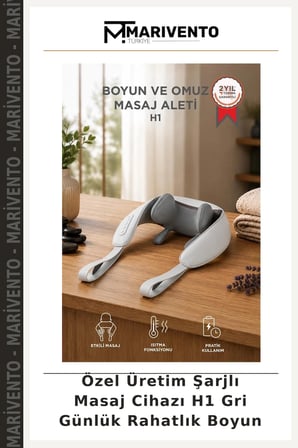 Özel Üretim Şarjlı Masaj Cihazı H1 Gri Günlük Rahatlık Boyun