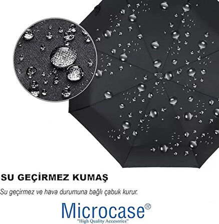 Microcase Unisex Otomatik 16 Telli Rüzgara Dayanıklı Su Geçirmez  Baston Şemsiye SİYAH AL4664