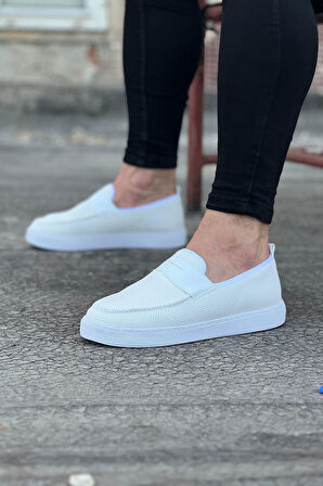 WG061 Beyaz Triko Babet Erkek Casual Ayakkabı