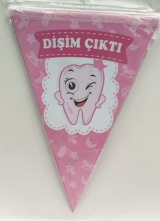 Özel Üretim Parti Flaması Etkinlik Ürünü Mekan Süsü Dişim Çıktı Üçgen Flama Pembe
