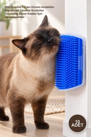 10 Adet Kedi Kaşınma Aparatı – Otlu Kaşıma Fırçası Duvara Asılabilen Ergonomik Tasarım Scratcher Grooming Brush Kediler İçin