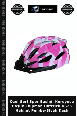 Özel Seri Spor Başlığı Koruyucu Başlık Ekipman Hattrick KS25 Helmet Pembe-Siyah Kask