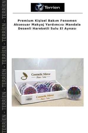 Premium Kişisel Bakım Fenomen Aksesuar Makyaj Yardımcısı Mandala Desenli Hareketli Sulu El Aynası