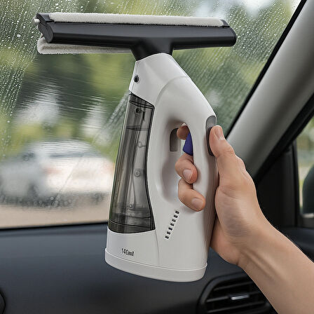Kablosuz Su Püskürtmeli Cam Temizleme Makinesi - Çift Hazneli, 20W Güçlü Motor, Ergonomik Tasarım