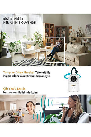 Whome Bebek Kamerası Yapay Zeka Destekli 360° Gece Görüşlü Çift Yön Ses Alarm (ADAPTÖR DAHİLDİR)