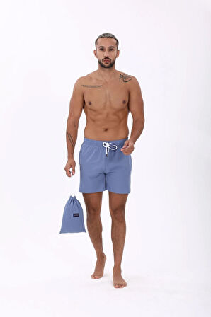 Stretch Mavi Deniz Şortu