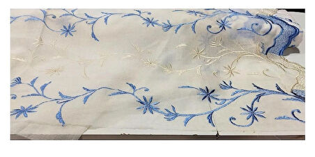 Tül Perde-Keten-Nakışlı-Örgülü-1/2 (Seyrek) Pile