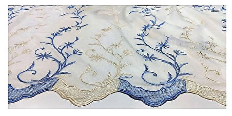 Tül Perde-Keten-Nakışlı-Örgülü-1/2 (Seyrek) Pile