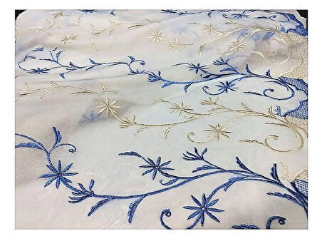 Tül Perde-Keten-Nakışlı-Örgülü-1/2 (Seyrek) Pile