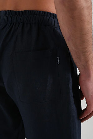 Whiten Lacivert Keten Pantolon