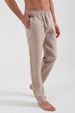 Bej Keten Pantolon