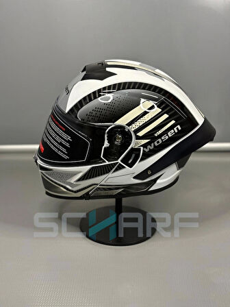 WOSEN Ws-202 Güneş Vizörlü Çene Açılır Kask D1 (Şeffaf Vizörlü)