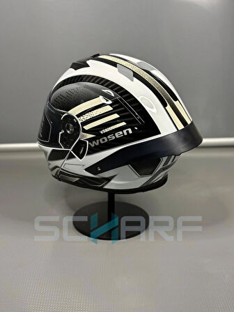WOSEN Ws-202 Güneş Vizörlü Çene Açılır Kask D1 (Şeffaf Vizörlü)