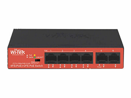 Wi-Tek WI-PS205H V2 - 4FE+2FE 250m CCTV PoE Switch