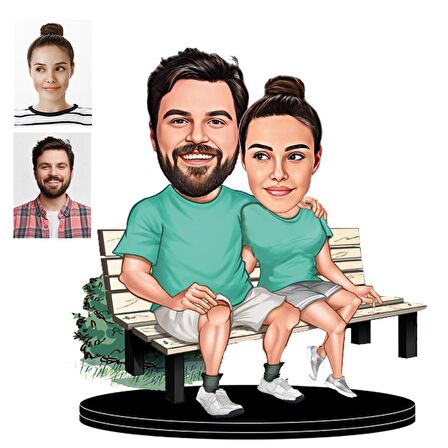 Kişiye Özel Arkadaş Karikatürlü 3D Ahşap Biblo,Sevgiliye Hediye,Doğum Günü Hediyesİ,