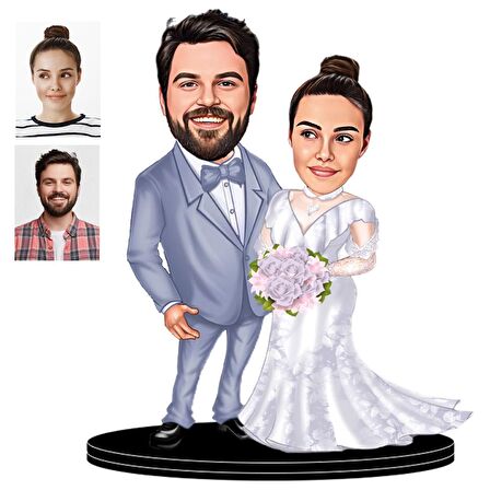 Kişiye Özel Gelin Damat3 3D ahşap Biblo Sevgiliye Hediye,Doğum Günü Hediyesİ,