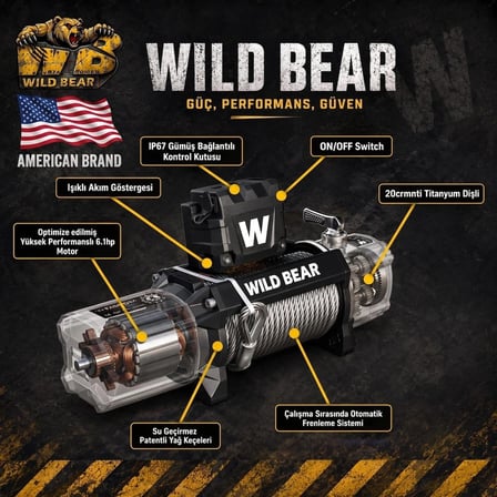 WILDBEAR 12500LB SENTETİK HALATLI VİNÇ