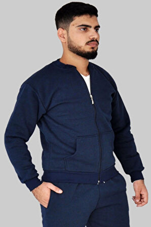 Lacivert Fermuarlı 3 Iplik Mont