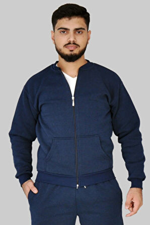 Lacivert Fermuarlı 3 Iplik Mont