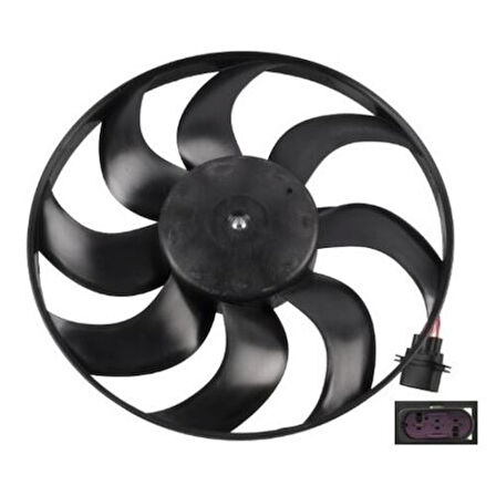 Wisco 6Q0959455AE Fan Motoru Davlumbazsız 390mm-3 Fiş-7 Kanat 6Q0959455AE
