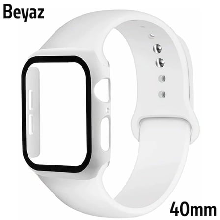 ALLY Apple Watch 4-5-6 40mm Silikon Kordon Kayış ve Ekran Koruyucu Kılıf-(5775)