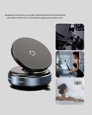 Vakum Adsorpsiyonlu Manyetik Telefon Tutucu Güçlü N52 360° Evrensel Uyumluluk
