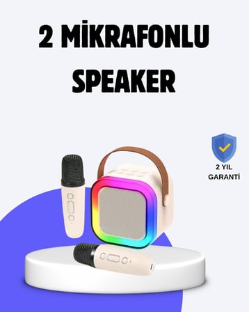 Taşınabilir Bluetooth Karaoke Hoparlör – 2400 mAh Batarya