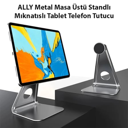 ALLY Metal Masa Üstü Standlı Mıknatıslı Tablet Telefon Tutucu-(5775)